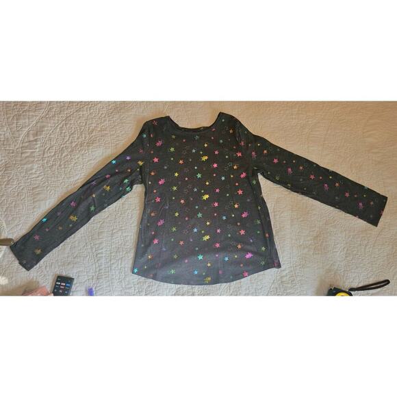 Rainbow Colorful Star Print W/ A Gray Base, Girls Sz L (10/12) “So” Favorite Tee - Picture 2 of 7